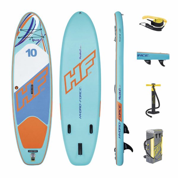 BESTWAY HYDRO-FORCE INFLATABLE SUP, HUAKA'I TECH STAND UP PADDLE BOARD WITH CARRY BAG AND PUMP, 10FT