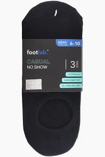 Footlab Men’s Casual No Show Socks – Black – 3 Pack – Size 6–10